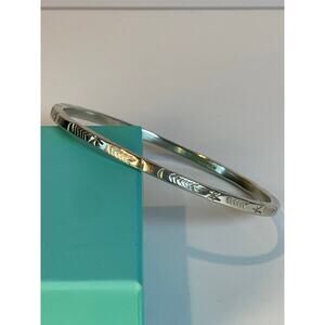 Mexico 925 Sterling Silver Stamped Bangle Bracelet Size 8, 20.16g